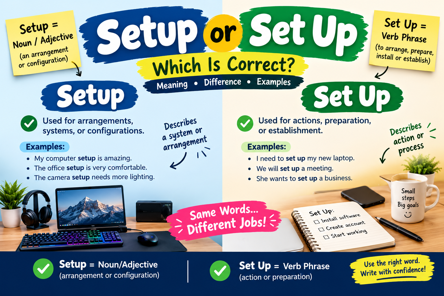 Setup or Set Up: Which Is Correct? Grammar Rules and Examples