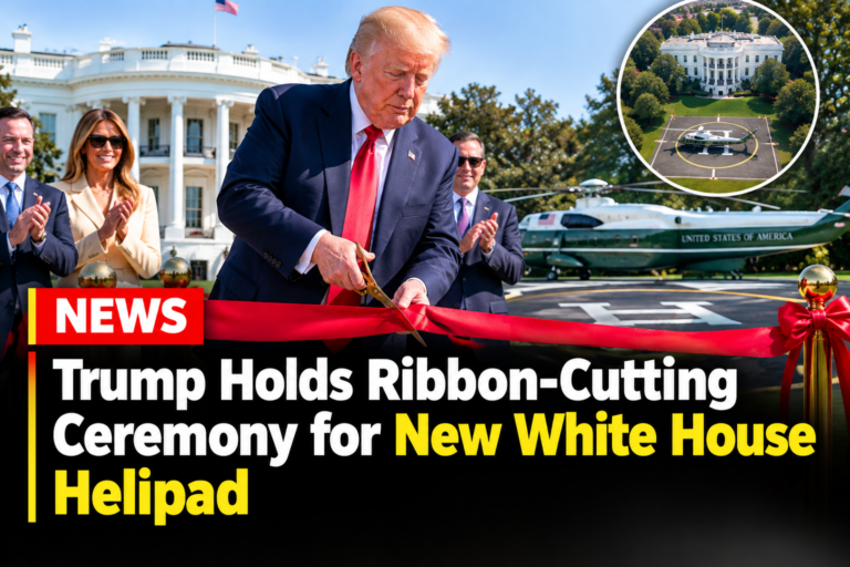 Trump Holds Ribbon-Cutting for New White House Helipad