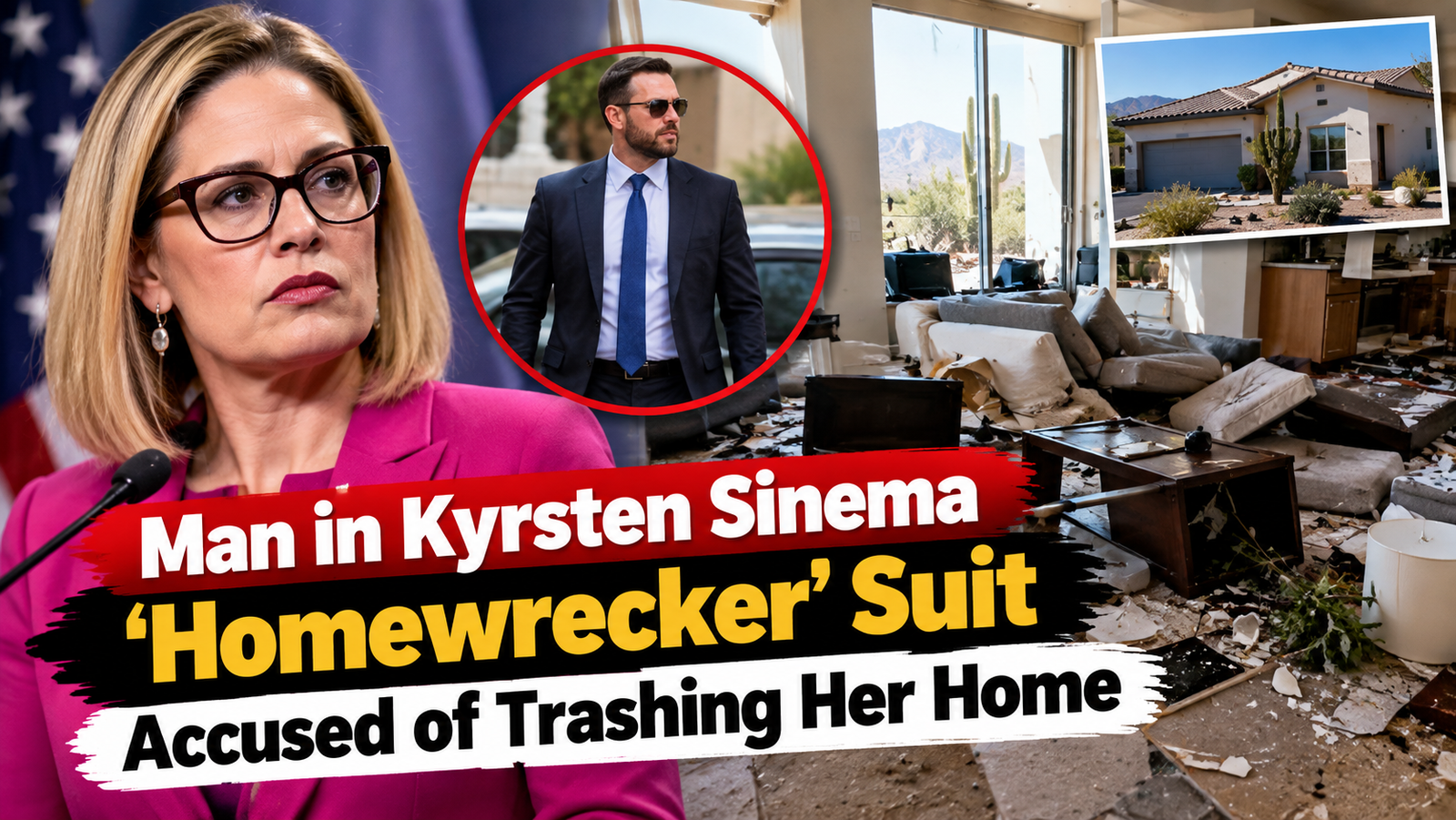 Man in Kyrsten Sinema 'Homewrecker' Suit Accused of Trashing Her Home