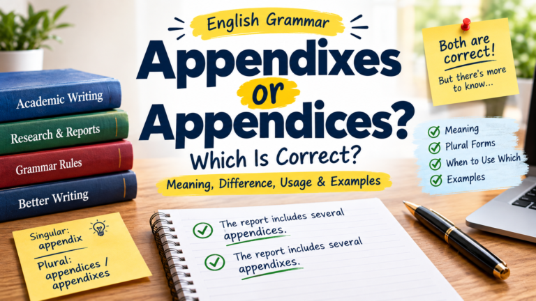 Appendixes or Appendices: Which Is Correct? Meaning & Examples