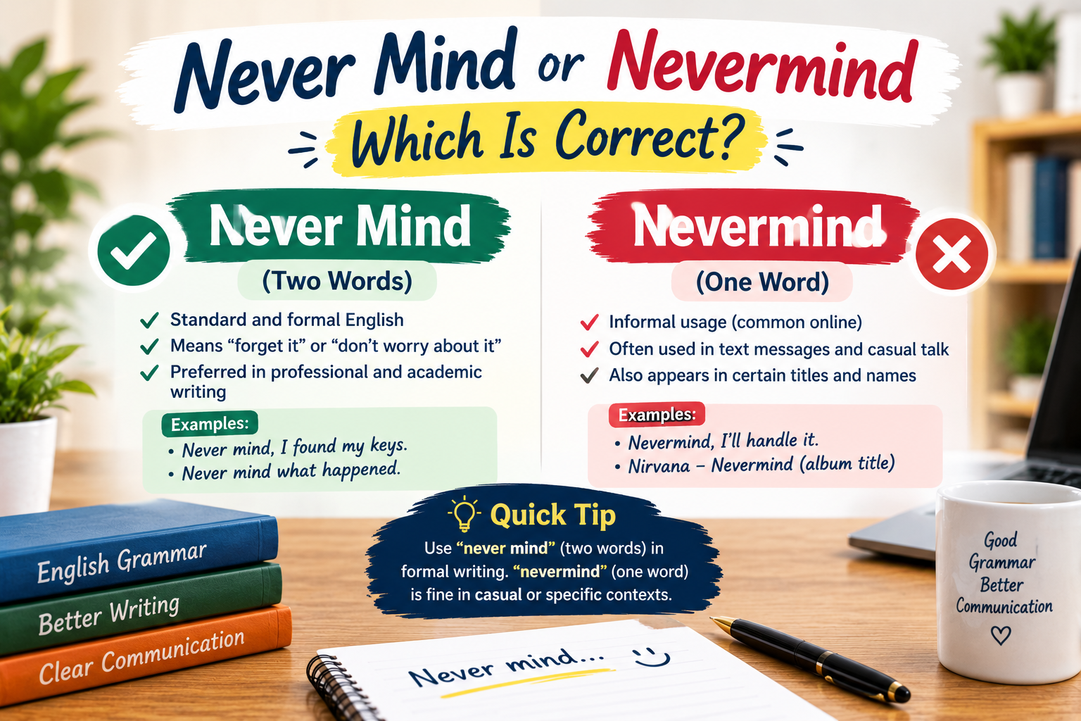Never Mind or Nevermind: Which Is Correct?